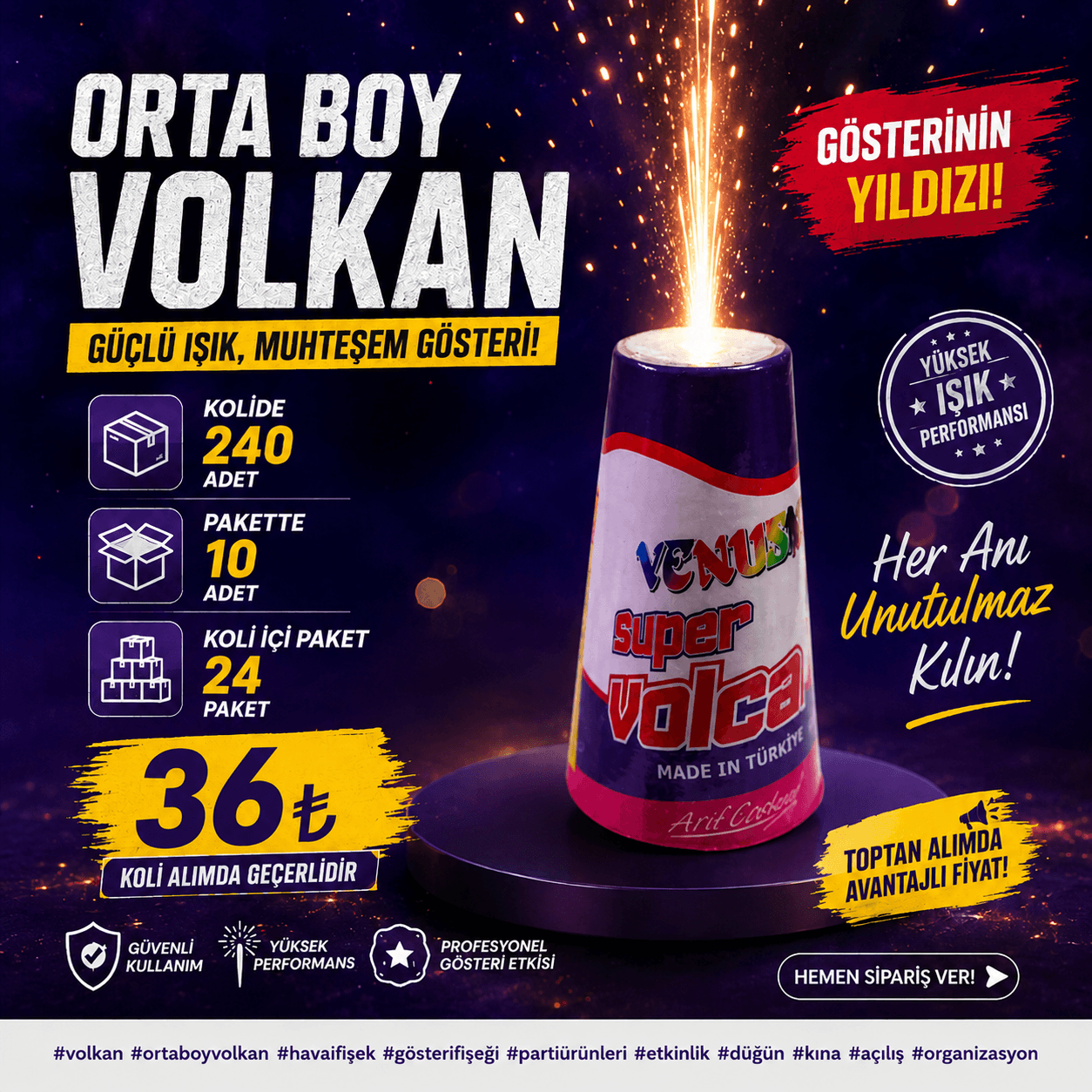 En çok tercih edilen orta boy volkan modelleri Venüs Konik 667